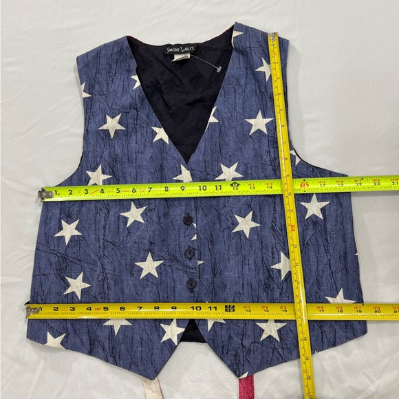 Smoke Valley American Flag Cotton Tie Back Stars & Stripes Festive Vest Size LP - Picture 9 of 9